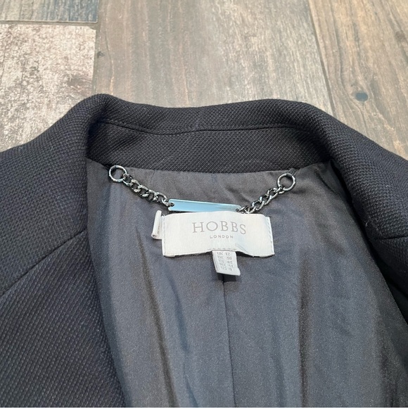 HOBBS Womens 1 Button Textured Blazer Jacket UK 12 /US 8 Medium Black Business - Picture 7 of 14